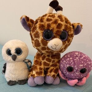 Ty beanie boos Owl, Giraffe and Octopus